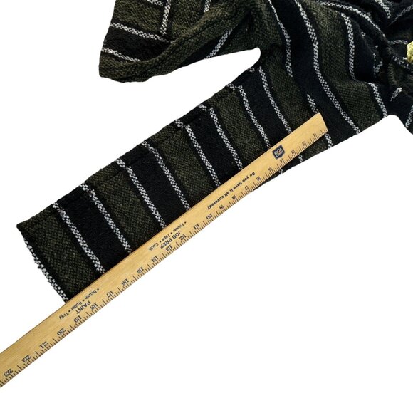 Franks Mexican Baja Hoodie Pullover Size Small Green & Black Striped Relaxed Fit - Picture 7 of 7